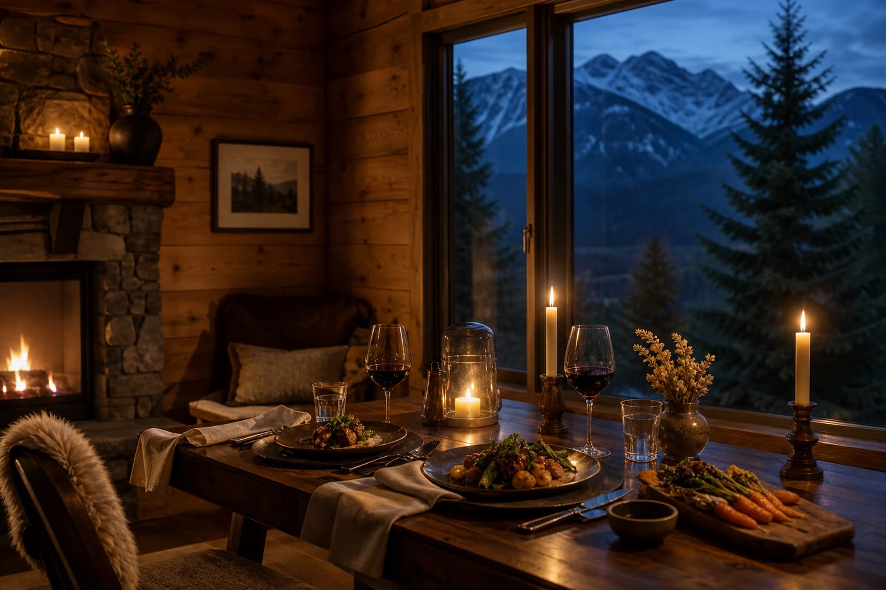 A private dinner course at Cedar & Stone Lodge