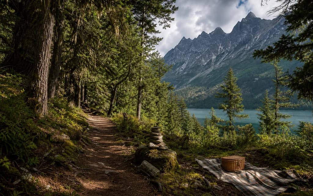 A hiking trail winding through the Columbia Valley